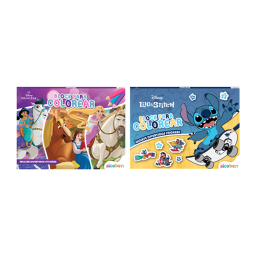 MI BLOCK DE COLOREAR | DISNEY 2 TITULOS TITULOS CON 24 PAG +1 PAG STICKERS SICOBEN