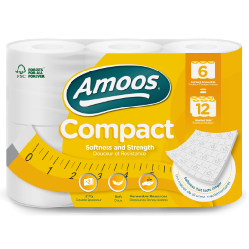 [OFF-AM00041] PAPEL HIG. AMOOS COMPACT DOBLE H 266H 18 ROLLOS