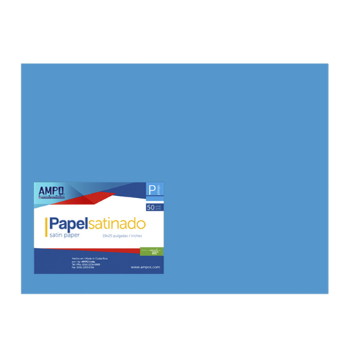 [OFF-PS-C] PAPEL SATINADO CELESTE 19" X 25" (PAQ 50)