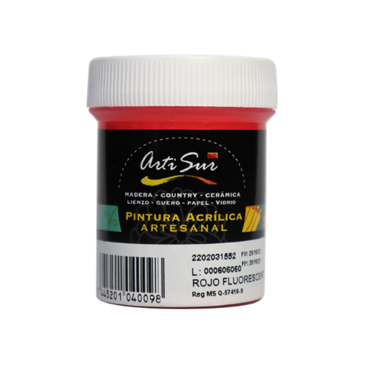 PINTURA ARTESANAL ROJO 30ML ARTISUR