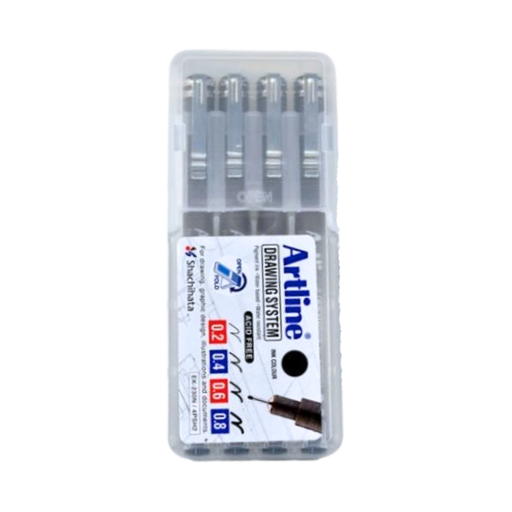 [OFF-2468] RAPIDOGRAFOS DESECH. ARTLINE ESTUCHE PTAS. #2,4,6,8 NEGRO