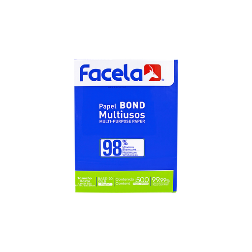 [OFF-PT16754] RESMA PAPEL BOND FACELA T/CARTA 8.5 x 11(75G) 98% BLANCURA