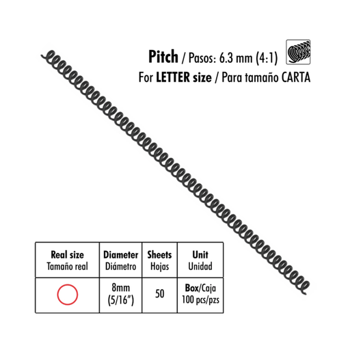 RESORTE ESPIRAL PLAST. 5/16 NG 8MM 100
