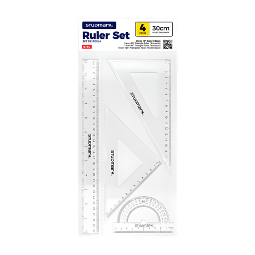 SET DE GEOMETRIA 30 CM TRANSPARENTE STUDMARK
