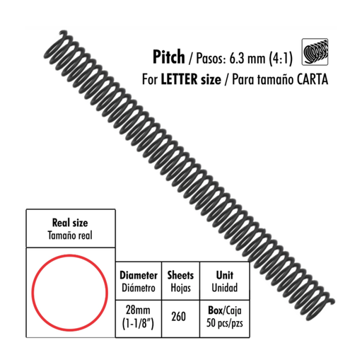 RESORTE ESPIRAL PLASTICO NG 1-1/8 28MM 50UDS STUDMARK