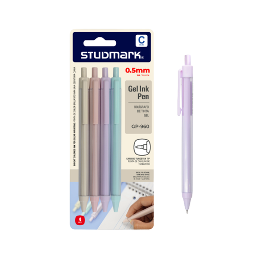 BOLIGRAFO 0.5MM GEL AZUL 4 PZS STUDMARK