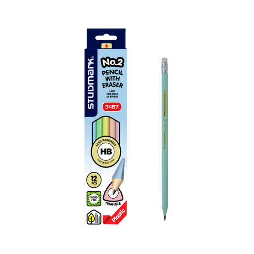 LAPIZ PLASTICO TRIANGULAR CON BORRADOR STUDMARK CJ12