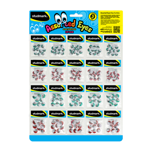 [OFF-ST-EY-04S] OJOS MOVILES COLORES CON PESTAÑA PEQUEÑOS 20 UNIDS STUDMARK