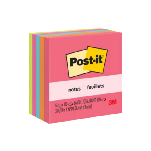 [OFF-PST3M] BLOCK NOTA ADHESIVA 3M POST IT 3X3 654 5COL CUBO NEON ULTRA