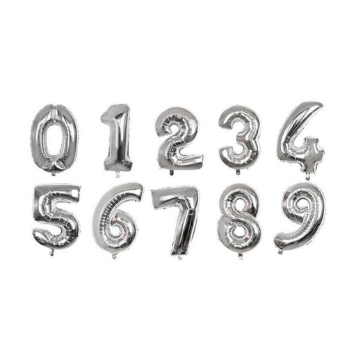 [OFF-28332] GLOBO DE NUMERO No 40 PLATEADO METAL  UNIDAD