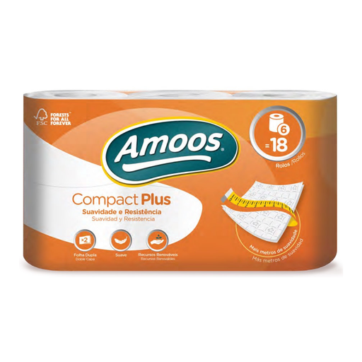 [OFF-AM00017] AMOOS PAPEL HIGIENICO COMPAC PLUSS 400H DOBLES 6R B7