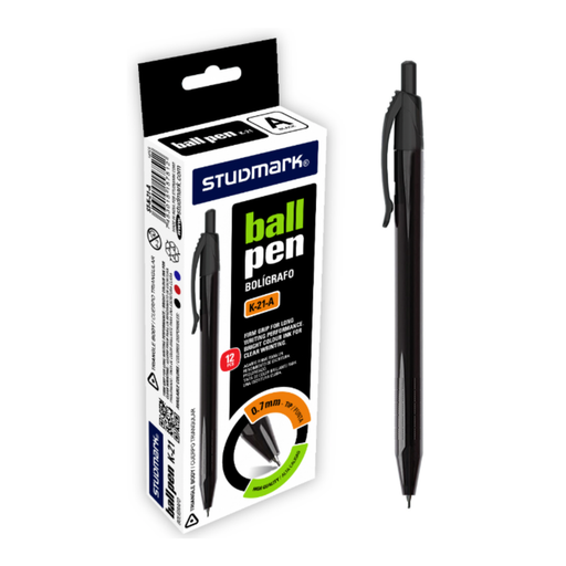 [OFF-K-21-A] BOLIGRAFO RETRACTIL 0.7MM NEGRO 12 UDS STUDMARK