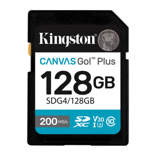 KINGSTON TARJETA DE MEMORIA 128GB SDXC CANVAS GO PLUS GEN4 200MB/S C10 UHS-I U3 V30 SDG4/128GB