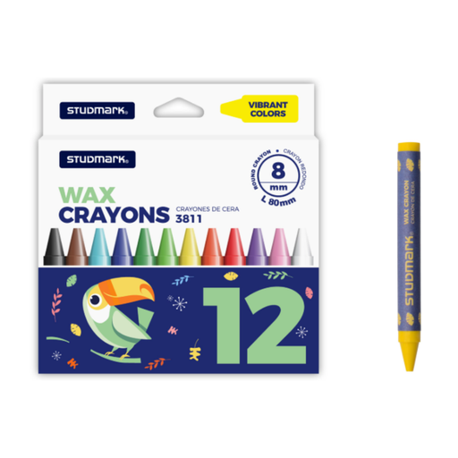 CRAYONES 12 COLORES 8MMX80MM REDONDOS STUDMARK