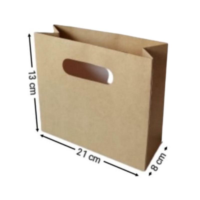 [OFF-BK-1703] BOLSA KRAFT HORIZONTAL C/AGARRADERA #1703 13X21X8CM (PAQ 12)