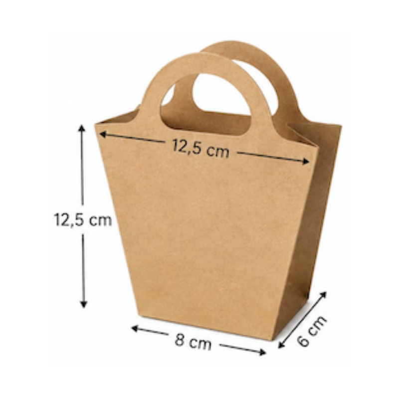 [OFF-BK-5002] BOLSA KRAFT C/AGARRADERA #5002 12,5X12,5X8X6CM  (PAQ 12)