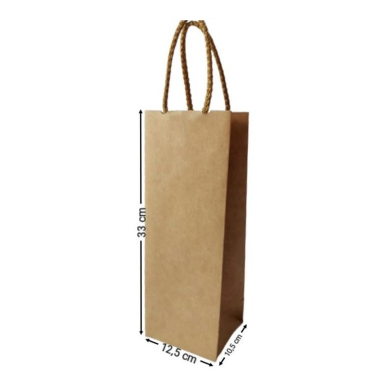 [OFF-BK-1007] BOLSA KRAFT VERTICAL PARA BOTELLA #1007 33X12,5X10,5CM (PAQ 12)