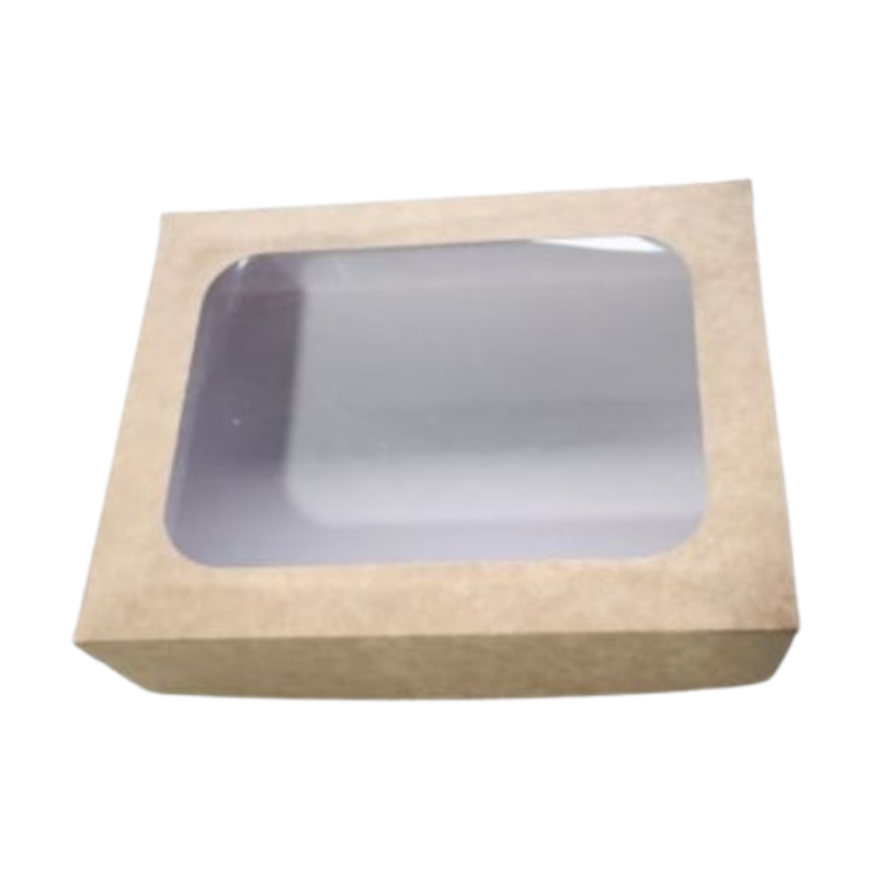 CAJA KRAFT TAPA TRANSPARENTE #20503 20X15X4,5CM (PAQ 12)