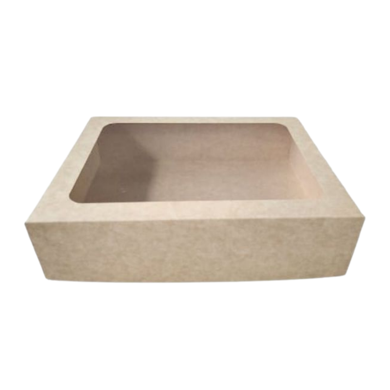 [OFF-CK-20603] CAJA KRAFT TAPA TRANSPARENTE 29,5X21X5X7,5CM
#20603 (PAQ 12)
