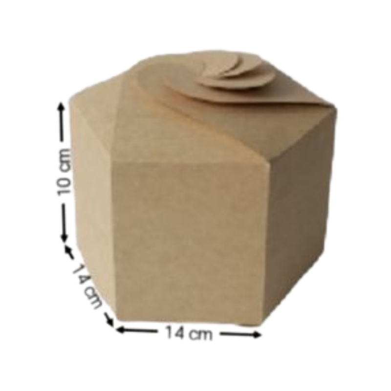 [OFF-CK-4304] CAJA KRAFT HEXAGONAL FLOR #4304 10X14X14CM (PAQ 12)