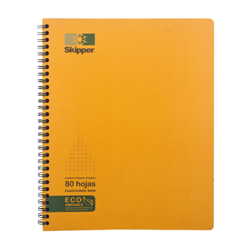 CUADERNO KRAFT SKIPPER ESPIRAL GRANDE 80H CUADRICULADO 5MM 857 UD