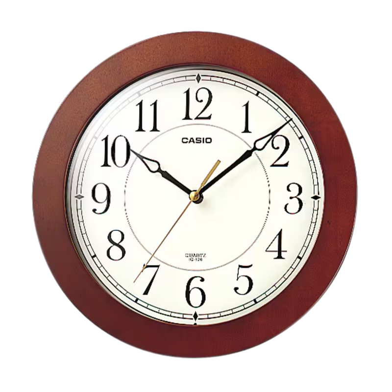 [OFF-71562] RELOJ PARED ANALOGO CASIO REDONDO IQ-126-5 MADERA