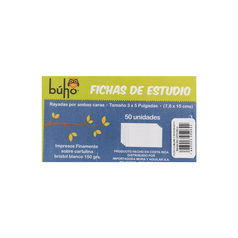 [OFF-11090] FICHA DE ESTUDIO #3 BLANCA RAYADA 5X8 (PAQ100)