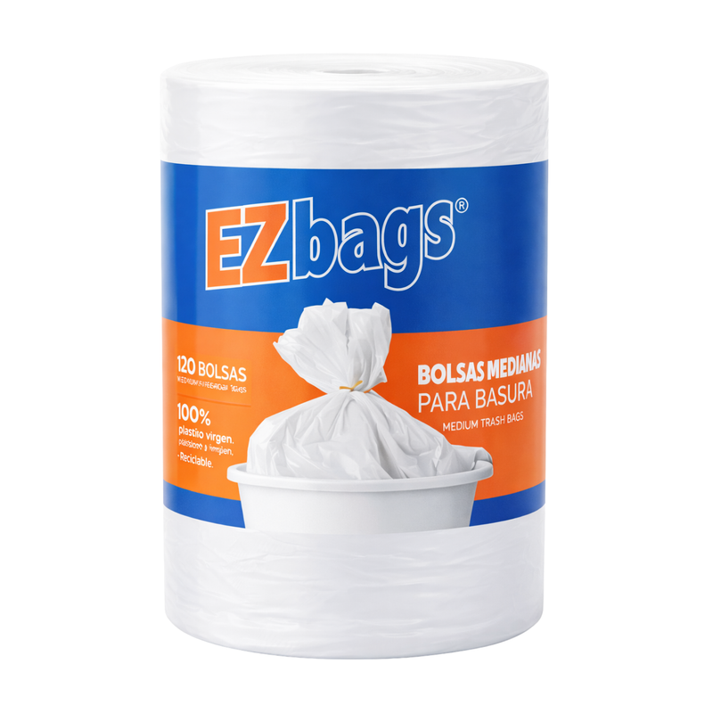 [OFF-7870] ROLLO BOLSAS BASURA EZBAGS BLANCA MEDIANA 139 UNIDADES