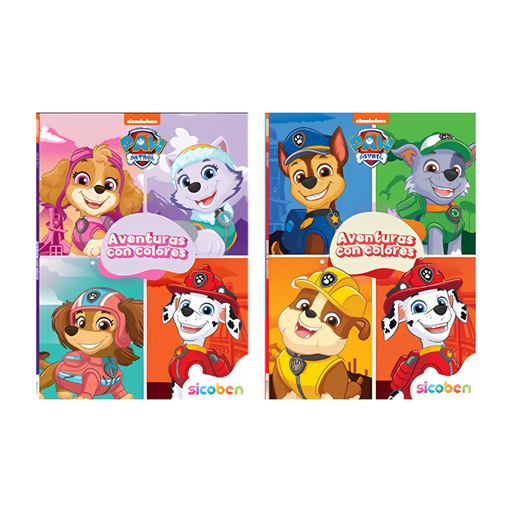 AVENTURAS CON COLOR PAW PATROL 2 TITULOS 16 PAG SICOBEN