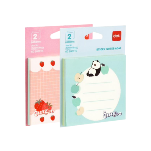 [OFF-A041] BLOCK DE NOTAS 3X3 PANDA Y FRUTAS 30H DELI
