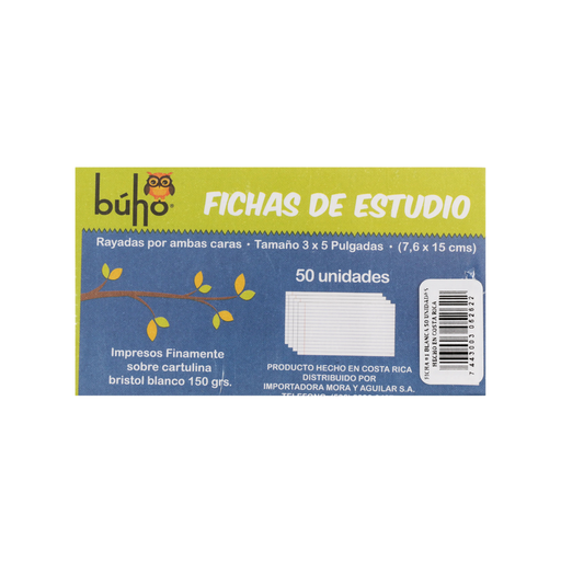 FICHA DE ESTUDIO #1 BLANCA RAYADA 3X5" (PAQ 100)