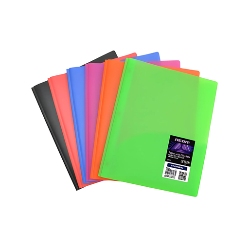 [OFF-ST-00412] FOLDER CARTA CON 2 BOLSILLOS 3 GANCHOS NEON UNIDAD